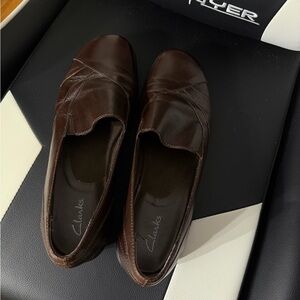 Clarks Women's Dark Brown Leather Loafers